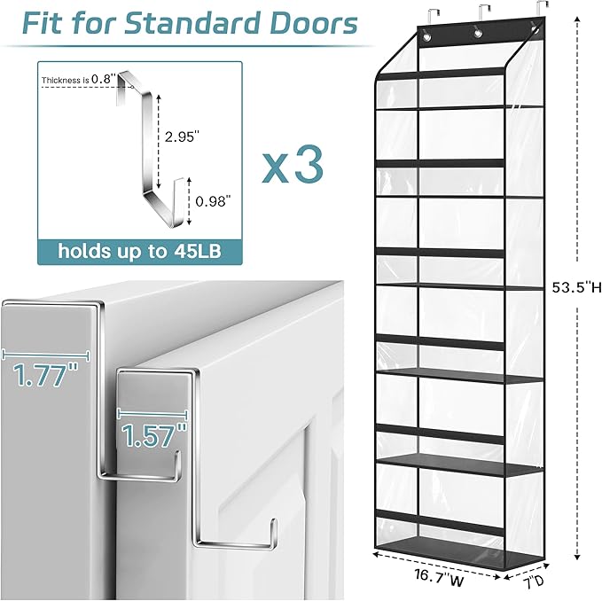 AOODA Clear Over The Door Hat Racks for Baseball Caps, Large Holds up to 72 Caps Hat Storage Organizer for Closet Wall, Deep 