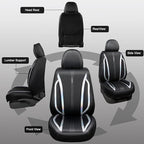 CAR PASS Nappa Leather Holographic Laser Car Seat Covers Front Seats Only Cushioned, Waterproof Waist Protector Universal fit