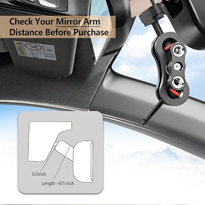 for Garmin Dash Cam Mount,Compatible with Garmin Mini/Mini 2/Mini 3/45/46/47/55/56/57/65W/66W/67W/Tandem/ X110/X210/X310 etc Dash Cam,Aluminum Rearview Mirror Bracket Kit (8.55mm Ball Heads)