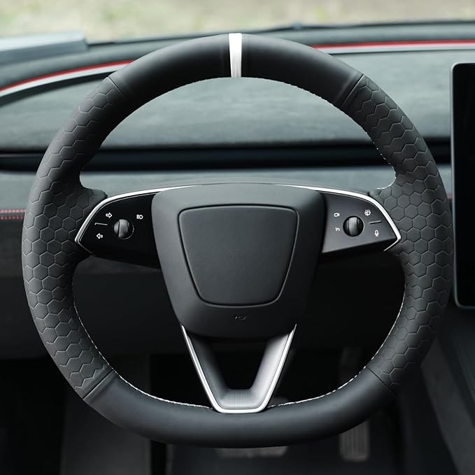 MEWANT DIY Stitching Steering Wheel Cover Wrap for Tesla Model 3 Highland 2023-2025/Model Y 2025 Highland for Tesla Model 3/Model Y Accessories