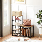 Shoe Rack Bench for Entryway,Free Standing Shoe Storage Organizer for Front Door Entrance,4-Tier Boot Rack Holder Shelf for C