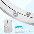 uxcell Aluminium Lazy Susan Turntable Bearing, 12 inch Round Rotating Bearing Turntable Base for Kitchen Dining Table（Base On