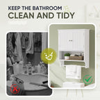Smuxee White Bathroom Cabinet Wall Mounted with Towels Bar, Bathroom Medicine Cabinet with 2 Door Adjustable Shelves, Over To