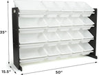 Humble Crew Extra-Large Toy Organizer with 20 Plastic Bins – White/Espresso Storage Rack with 4-Tier Shelves, Anti-Tip Safety
