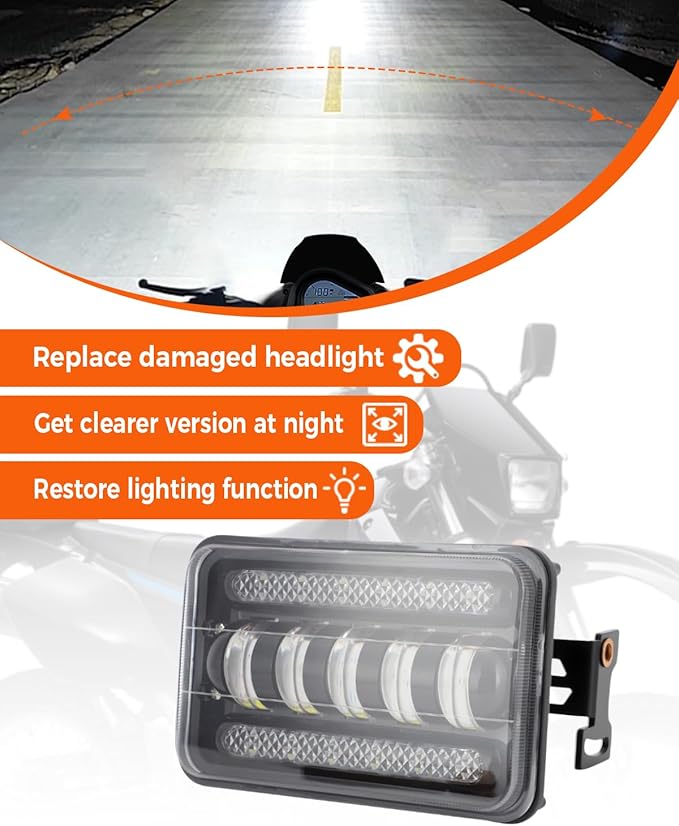 LED Headlight Light Bar Kit with Mounting Bracket for Suzuki DR650S DR650SE DRZ400 DRZ400S DRZ400SM - 4800LM High/Low Beam, 6