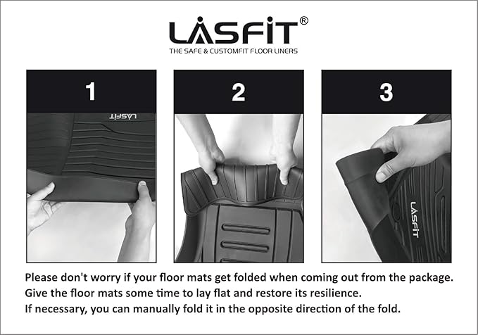 LASFIT Floor Mats for Jeep Grand Cherokee 2013-2015, for Dodge Durango 2013-2015 (Not for 6-seat), All Weather TPE Custom Fit Car Mats Floor Liners 1st & 2nd Row, Black