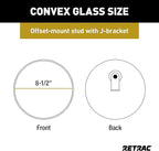 RETRAC 609898 8-1/2-Inch Stainless Steel Offset-Mount Convex Mirror Head with J-Bracket, Universal Driver or Passenger Side