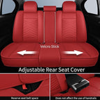 Nappa Leather Car Seat Covers Full Set, Red Car seat Protector 5 Seats, Waterproof Car Seat Cushion, Universal Automotive Sea