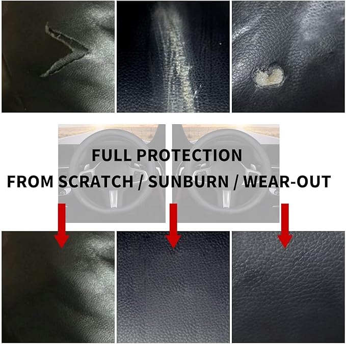 D Shape Steering Wheel Cover,Universal 14.5-15 Inch Car Black Leather Steering Wheel Wrap with Better Sport Grip for Men Wome