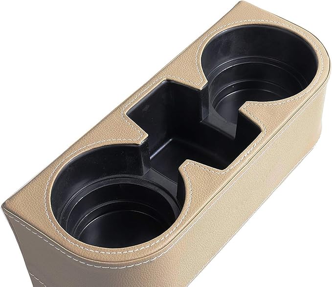 Car Seat Organizer Cup Drink Holders Multi Functional Gap Filler Storage Box Insert Organization Helps Reduce Distracted Driving&Holds Phone Mount Mug Bottle Cellphone (PUBD-Beige)