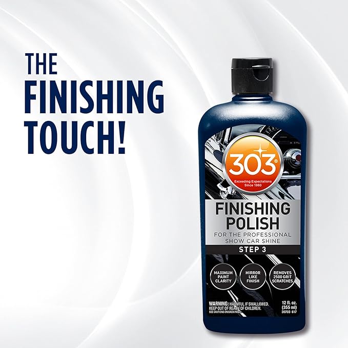 303 Products Finishing Polish for The Professional Show Car Shine - Maximum Paint Clarity - Mirror Like Finish - Removes 2500 Grit Scratches (Step 3), 12 fl. oz. (30703)