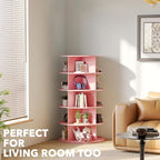 SpaceAid 5 Tier Rotating Shoe Rack Tower, Spinning Shoe Display Lazy Susan, Revolving 360 Shoe Rack Storage Round Carousel, V