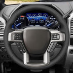 MEWANT Hand Stitch Black Hexagon Embossed Faux Leather Steering Wheel Cover for Ford F150 F250 F350 Expedition 2018-2021