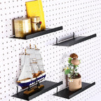 Beeveer 4 Pcs Pegboard Shelves Wall Organizer Brackets Pegboard Steel Tray Accessories Organizing Tools for Craft Garage Nurs