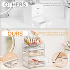 Yieach Clear Acrylic Makeup Organizers Countertop for Dresser,Desk,Bathroom Vanity,4 Tier Stackable Make up Holders and Makeu