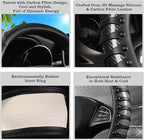 Car Leather Steering Wheel Cover - Carbon Fibre Material, Universal 14.5-15 Inch Leather Anti-Slip Breathable Auto Steering W