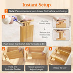 Lifewit 6" High 8 Pack Bamboo Drawer Dividers 33-42cm/13-16.5" Adjustable Wooden Drawer Organizer for Clothes/Utensils, Expan