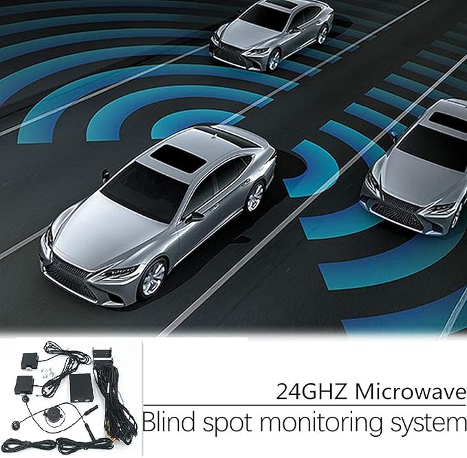Auto Auxiliary Monitoring,24GHZ Blind Spot Detection Ultrasonic Sensor Kit Rear Cross Traffic Alert System for Car