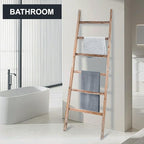 Blanket Ladder 6.4FT, Wooden Blanket Ladders for The Living Room, 6-Layer Farmhouse Rustic Towel Rack for Living Room Bathroo