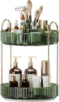 360° Rotating Makeup Organizer, Large-Capacity Skincare Make Up Storage 2 Tier Perfume Organizers Cosmetic Dresser Organizer 
