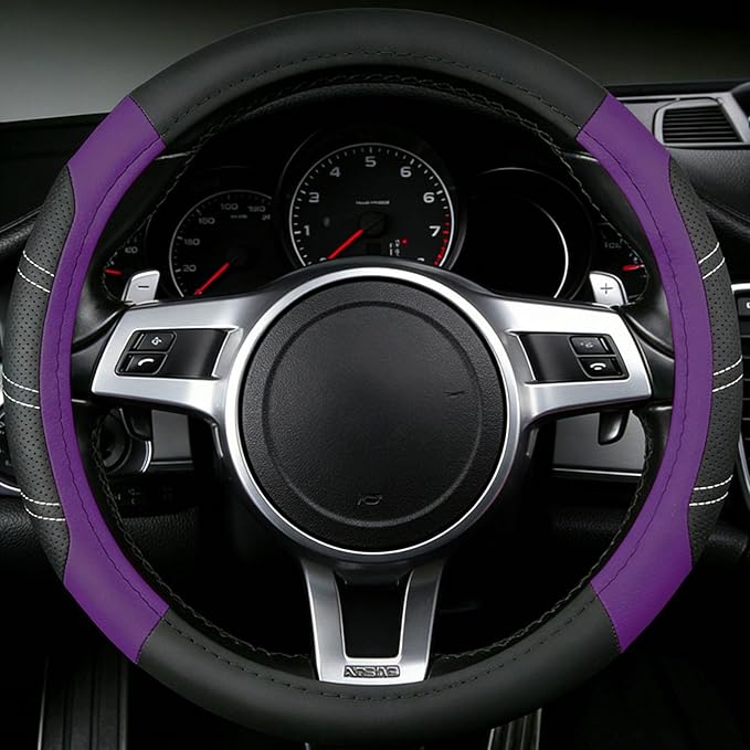 NBTEPEM Customized Auto Car Steering Wheel Cover for Honda Accord, Civic, CR-V, HR-V, Pilot, Microfiber Leather Sport Steerin