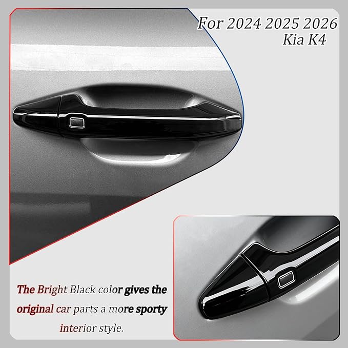 Car Exterior Door Handle Cover,for kia k4 2024 2025 2026,Car Exterior Door Handle Bowl Cover Protector，Car Sport Accessories - Bright Black