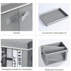 Homsorout Decorative Bins with Lids - Stackable Cube Bins for Closet, 3 Pack Clear Windows Fabric Organizer Bins, Home Organi