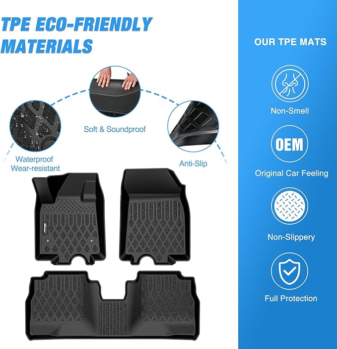 Nilight TPE Floor Mats for Chevy Equinox EV Only 2024 2025 2026 All Weather Custom Fit Heavy Duty Floor Liners
