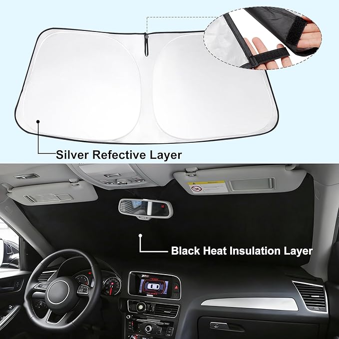 Front Windshield Sun Shade Foldable Car Front Window Sun Shade Windshield Shade Fit for Mitsubishi Outlander 2022-2026(NOT for Outlander Sport) Block UV Rays Keep Cooler