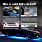 ‌Glowlendra RGB-IC Smart Underglow Lights Kit for Cars, 6PCs Waterproof LED Strip Lights with APP Remote Control, 16 Million Colors Music Sync DIY Modes for SUVs Trucks