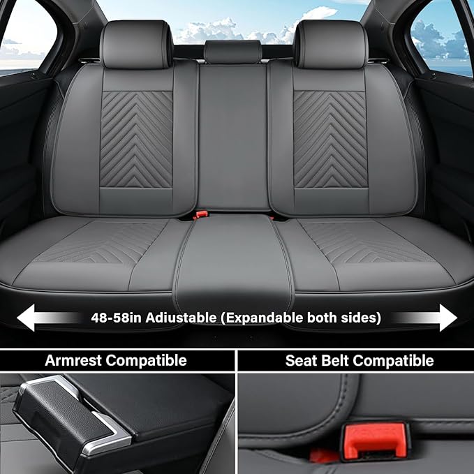 Coverado Car Seat Covers, Leatherette Seat Covers Full Set, Automotive Seat Covers Protector Cover Seat Universal Fit for Mos
