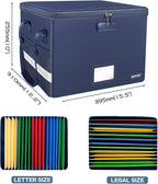 ENGPOW File Box with Lock, Fireproof Document Box with Zipper＆Pockets, Collapsible File Organizer Filing Storage Cabinet with