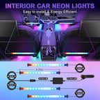 LivTee Accent Interior Car Lights, Smart Car Interior Lights with App Control, RGB LED Lights with Music Mode and DIY Mode, 2 Lines Design LED Lights for Cars with 12V Cigarette Lighter Adapter
