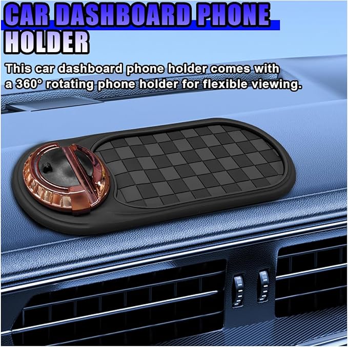Multifunction Car Anti-Slip Mat, Rotatable Vehicle Phone Holder with Temporary Parking Number, Universal Auto Dashboard Organ