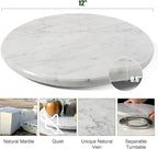 12" Marble Lazy Susan Turntable - 100% Natural Stone Round Serving Tray with Silent Spinning, Revolving Cake Stand & Cheese B