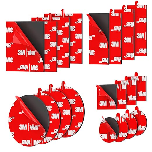 Double Sided Tape Heavy Duty 20PCS Adhesive Pads 1“ and 2” Squares Dots Rectangles Pack Strong Waterproof Mounting Tape for Dashboard Dash Cam Windshield Suction Cup Phone Holders Black