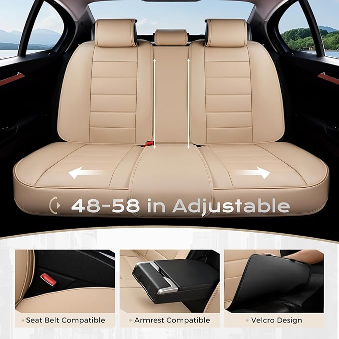 Coverado Car Seat Covers Full Set, Seat Covers for Cars, Front Seat Covers and Back Seat Cover Waterproof Leather Automotive 