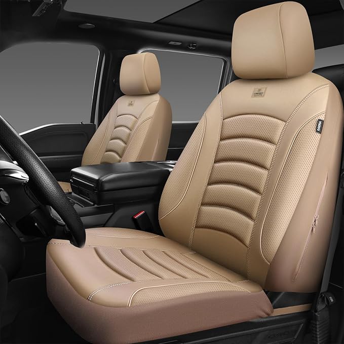 CAR PASS 3D Foam PU Leather Car Seat Covers, Universal Seat Covers Front 2 for Trucks SUV Sedan Automotive Seat Covers Armres