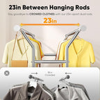 HOKEEPER Clothing Rack Heavy Duty Clothes Rack for Hanging Clothes Load 625LBS Extendable Double Rod Clothes Rack, Adjustable