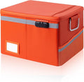 Fireproof Waterproof Document Box with Lock - Collapsible Portable File Organizer Hard Shell Storage for Hanging Letter/Legal