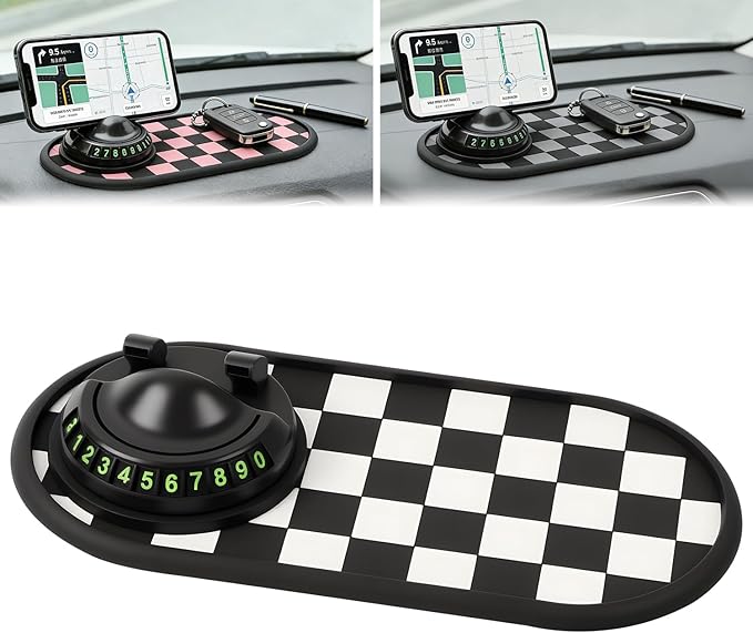 Mobile Phone Bracket Anti-Slip Mat, Multifunction Car Dashboard Mat with Temporary Parking Number, Universal Anti-Slip Car Da