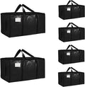 6 Pack-Extra Large Heavy Duty Moving Bags - Waterproof Storage Totes with Handles & Zippers, Foldable for College Dorm, Stora