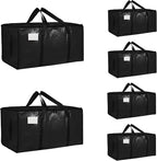 6 Pack-Extra Large Heavy Duty Moving Bags - Waterproof Storage Totes with Handles & Zippers, Foldable for College Dorm, Stora