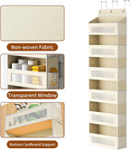 Over The Door Organizer with 6 Large Pockets, Over the Door Storage 12 Side Pockets, Hanging Door Organzier 44 lb Load Behind