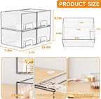 4.4" Tall Small Clear Acrylic Stackable Storage Drawers for Vanity,Under Sink,Bathroom Closet,Medicine Cabinet Organization a