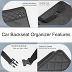 LXUNYI Car Seat Organizer,2 Pack Waterproof Pu Leather Backseat Car Organizer and Storage Bag Foldable Universal Hanging Car Seat Back Organizers for Kids & Adults Car Travel Accessories（Black）