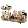 Makeup Organizer Countertop with 360 Rotating Perfume Trays, 7-Divider Vanity Skincare Organizers, Make Up Desk Organization 
