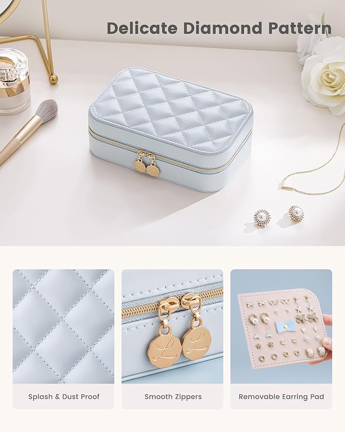 Lolalet Travel Jewelry Case for Women Girls, Travel Jewelry Organizer with Clear Storage Bag Small Portable Jewelry Box for N