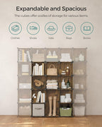 SONGMICS Cube Storage Organizer, Set of 16 Plastic Cubes, Closet Organizers and Storage, Room Organization, Bedroom Living Ro