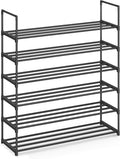 SONGMICS Shoe Rack, 6-Tier Shoe Organizer, Metal Storage Shelf, Upright or Upside Down, for 24-30 Pairs, Stackable, for Entry